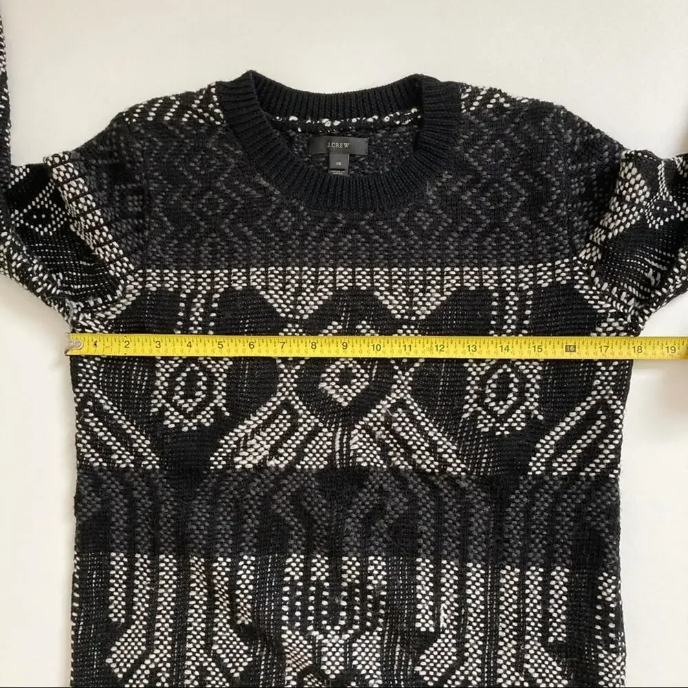 J. Crew Sweater Mix Stitch Blanket XS Black White